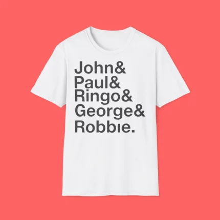Robbie Williams Wearing John Paul Ringo George Robbie Shirt